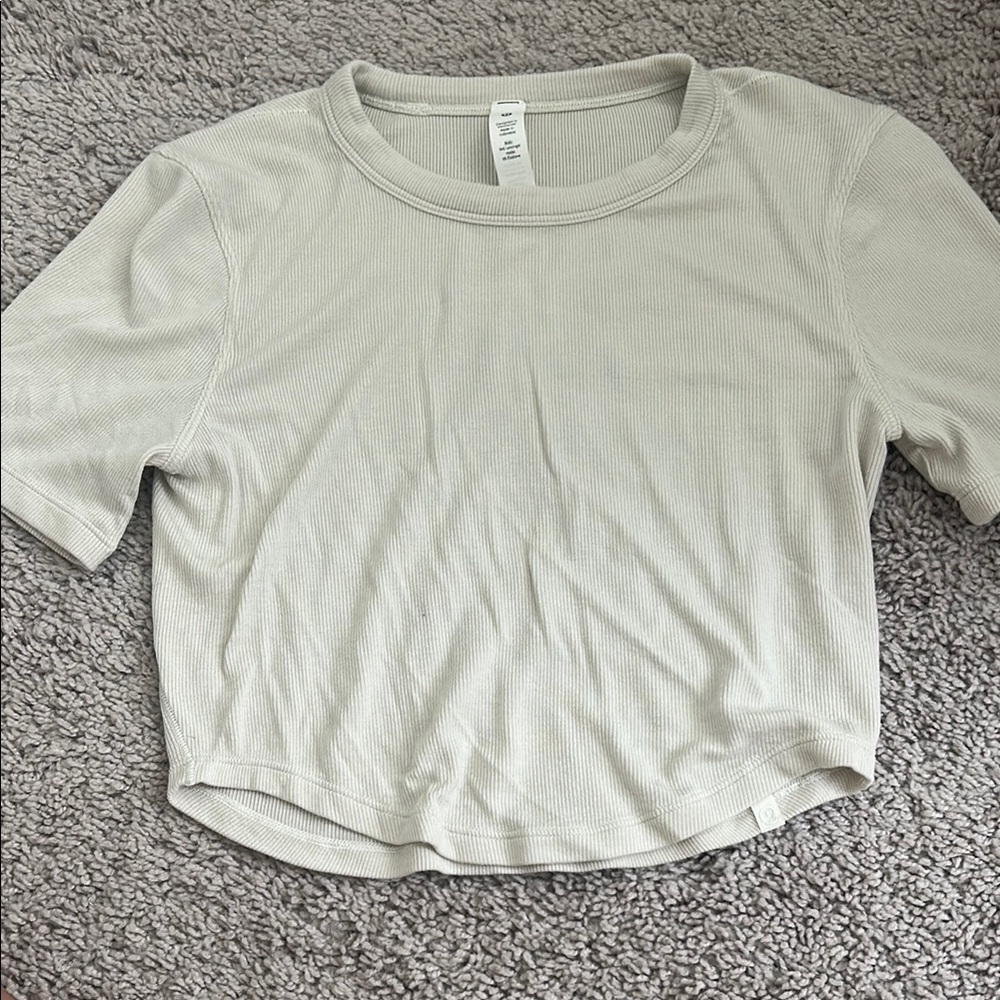 Lululemon Athletica Tan Crop Fitted T-Shirt